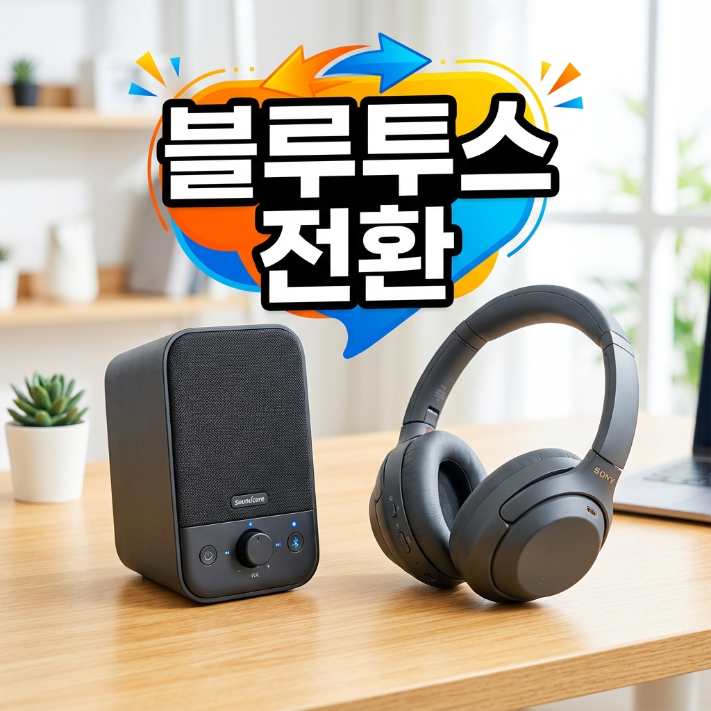 블루투스 이어폰이 스테레오와 핸즈프리 두 장치로 표시된 윈도우 출력 목록