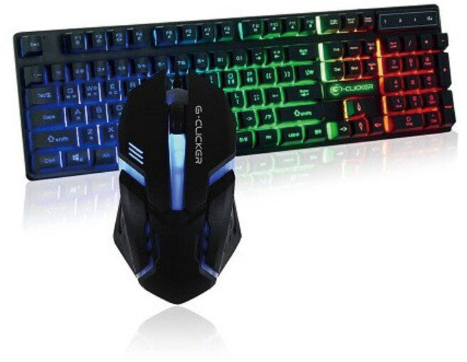 지클릭커 슈퍼히어로 유선키보드 마우스 세트, 블랙, GMK-180, 일반 실제 판매 상품 이미지