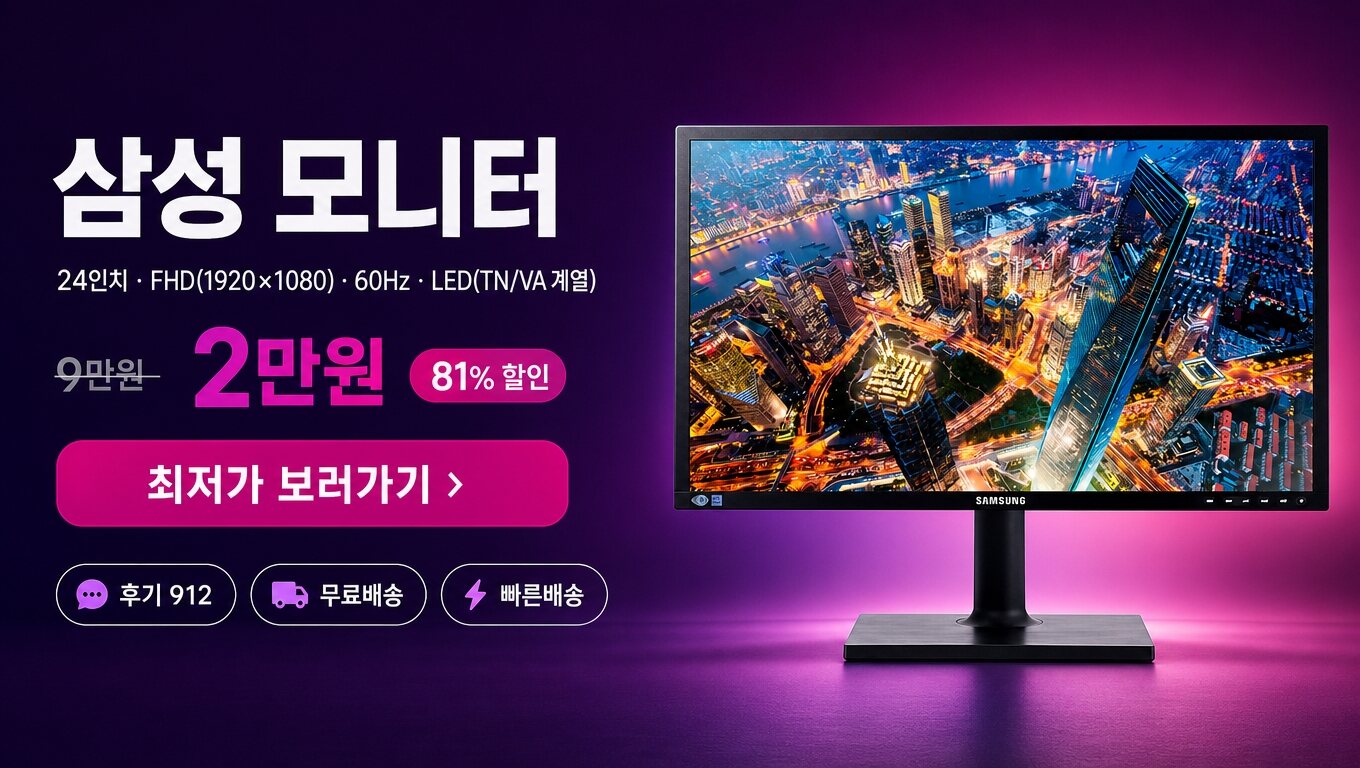 삼성 24인치 모니터 최저가 보러가기 배너