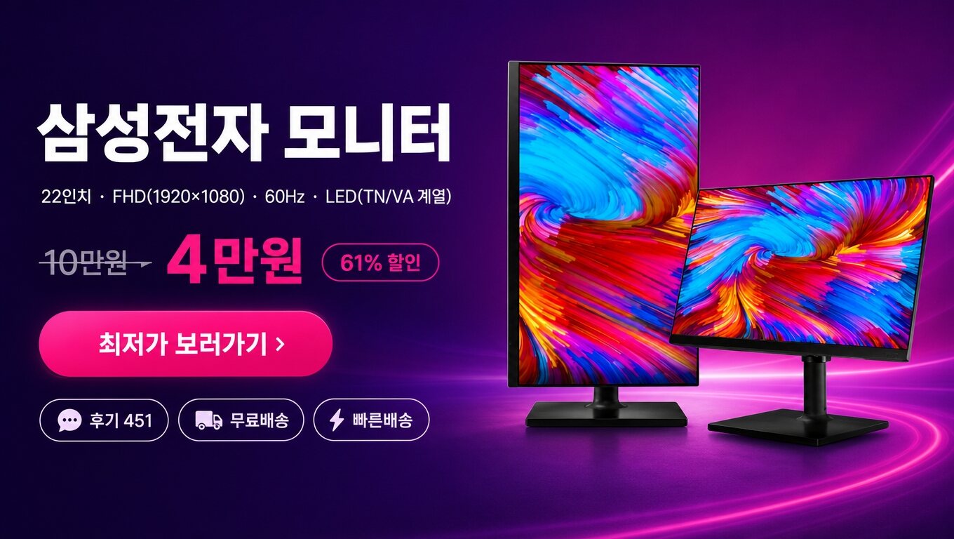 삼성전자 22인치 모니터 최저가 보러가기 배너