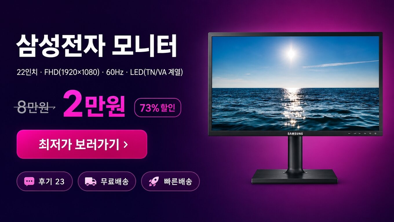 삼성전자 22인치 모니터 최저가 보러가기 배너