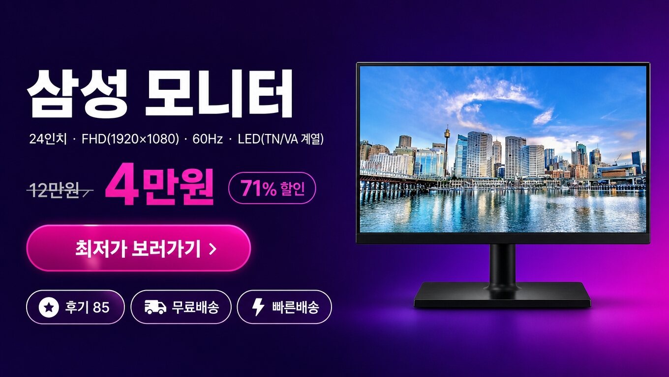 삼성 24인치 모니터 최저가 보러가기 배너