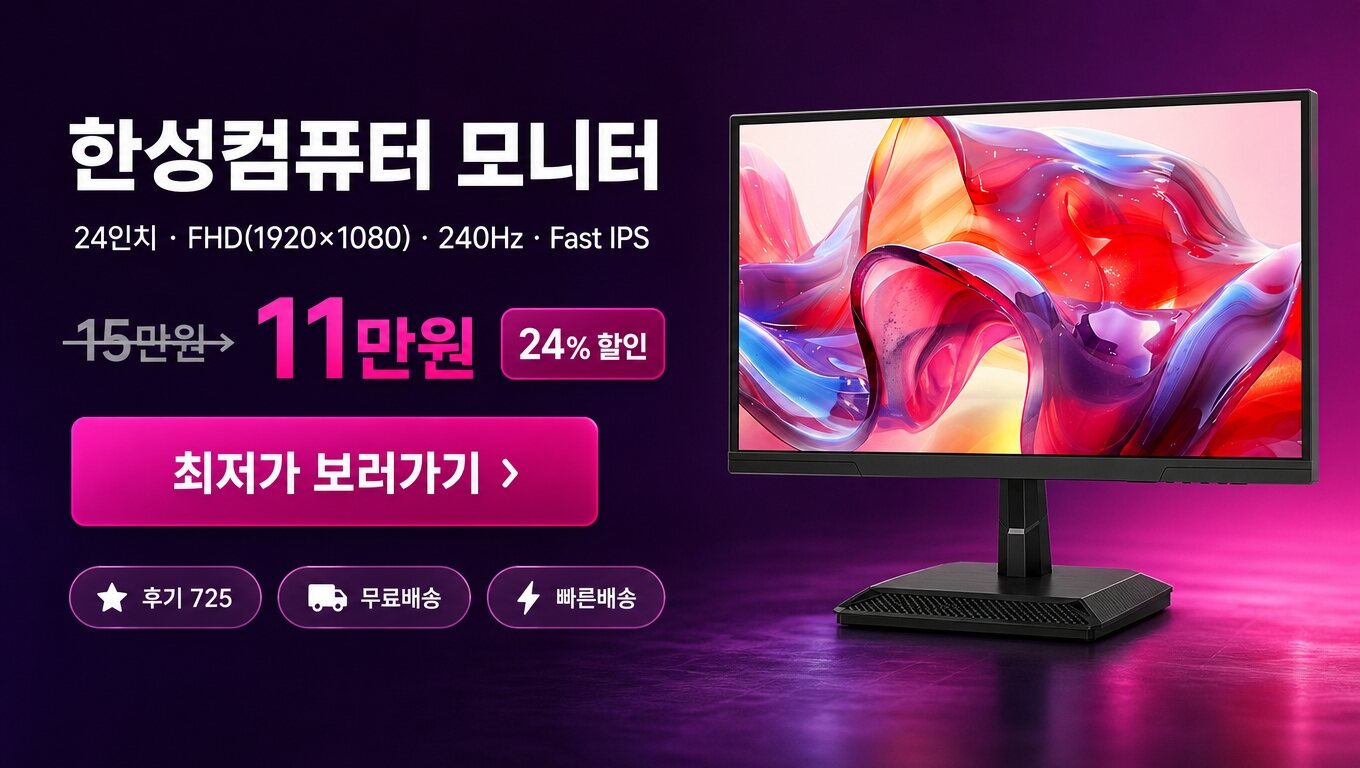 한성컴퓨터 24인치 모니터 최저가 보러가기 배너