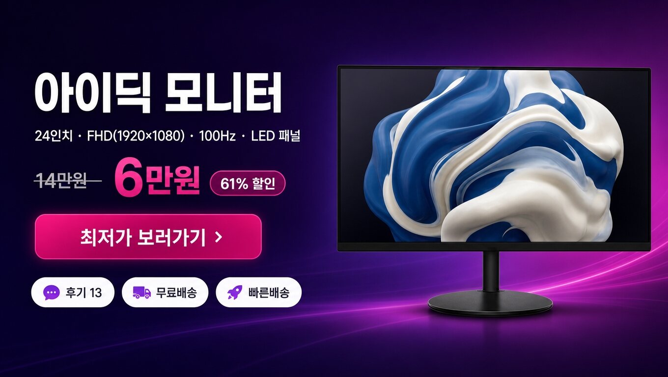 아이딕 24인치 모니터 최저가 보러가기 배너