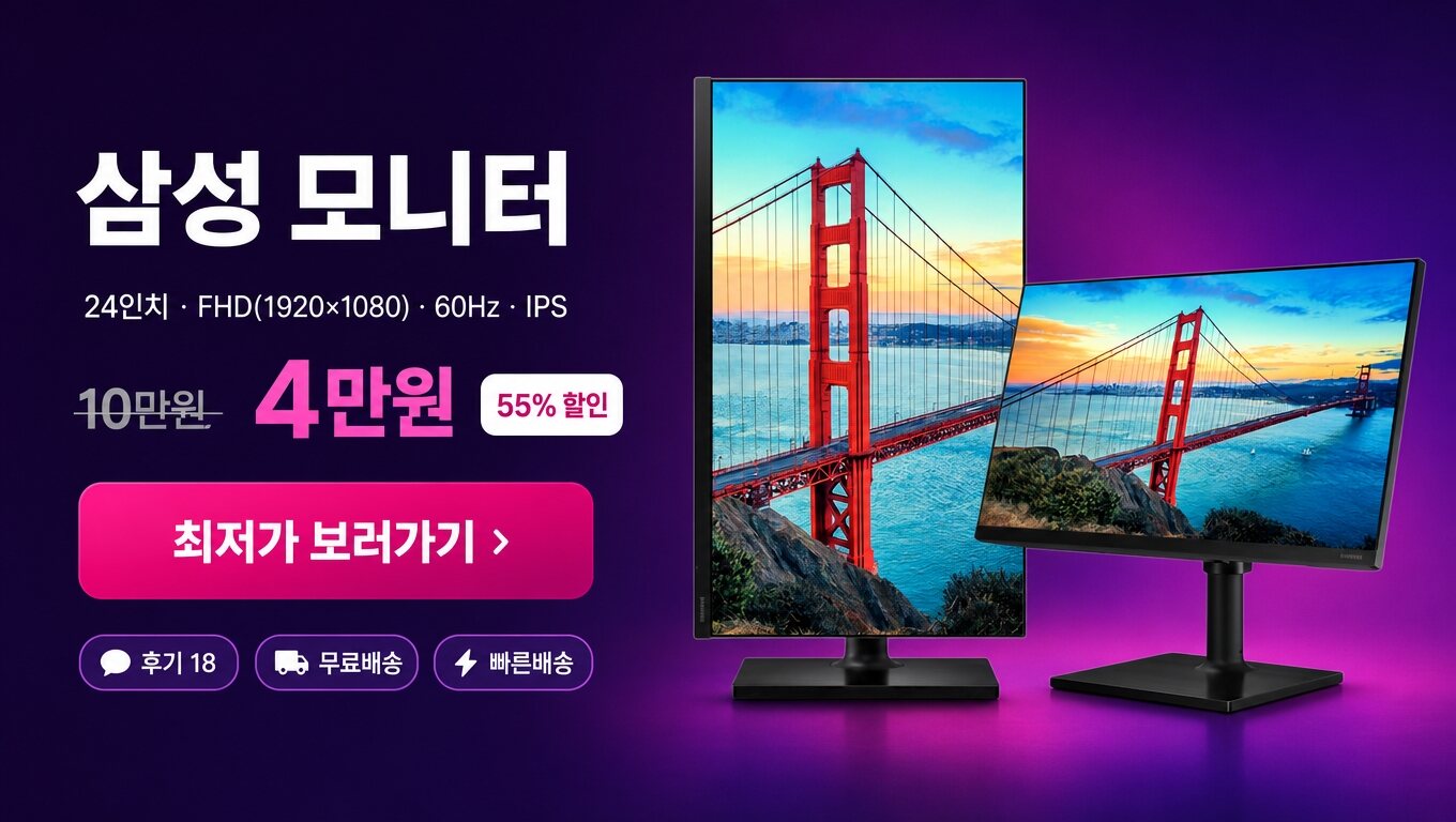 삼성 24인치 모니터 최저가 보러가기 배너