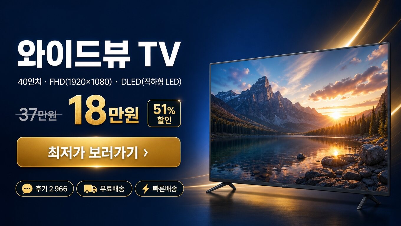 와이드뷰 40인치 TV 최저가 보러가기 배너