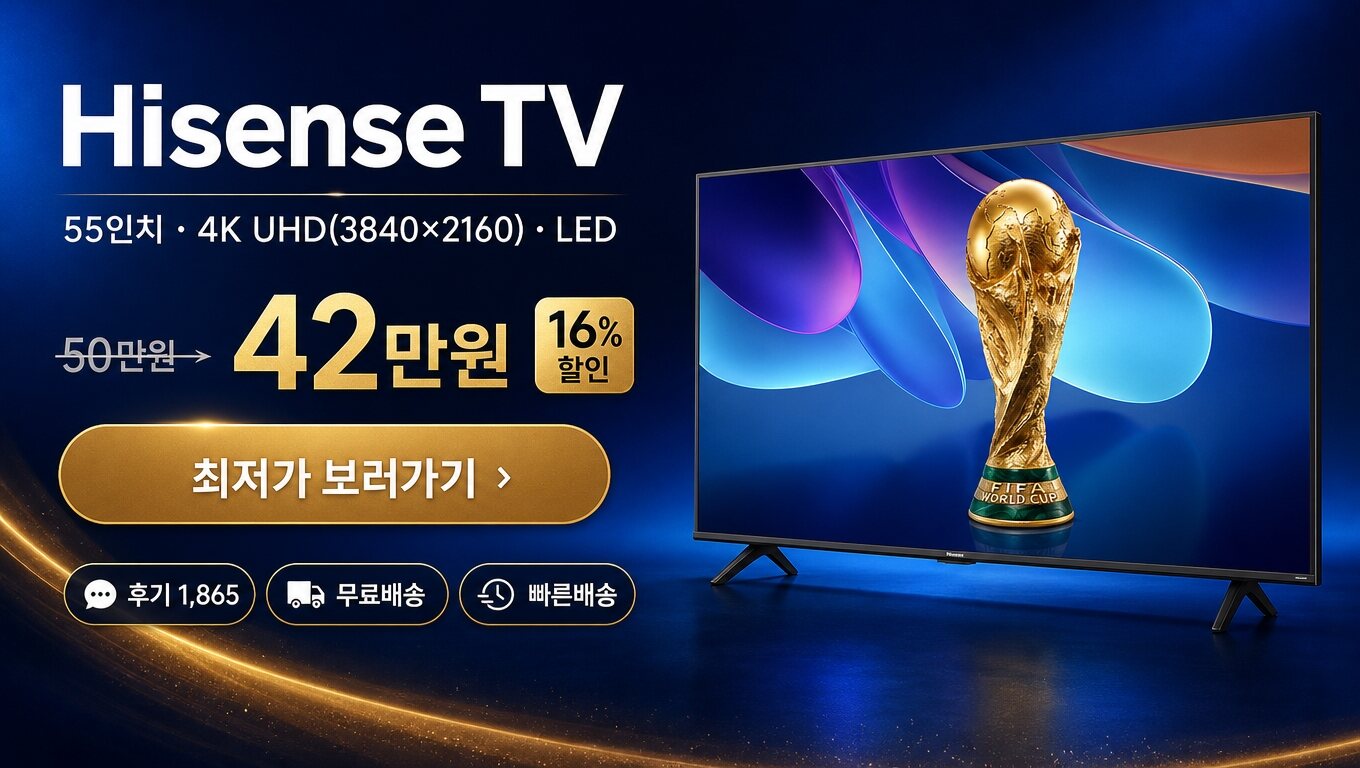 Hisense 55인치 TV 최저가 보러가기 배너