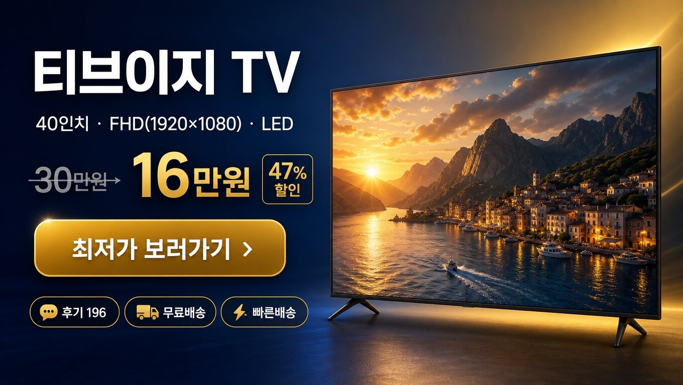 티브이지 40인치 TV 최저가 보러가기 배너
