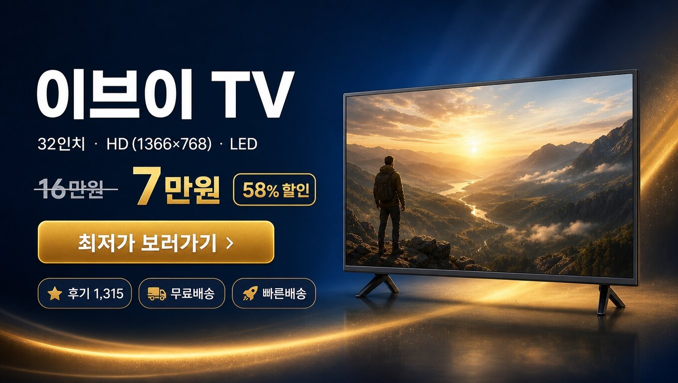 이브이 32인치 TV 최저가 보러가기 배너