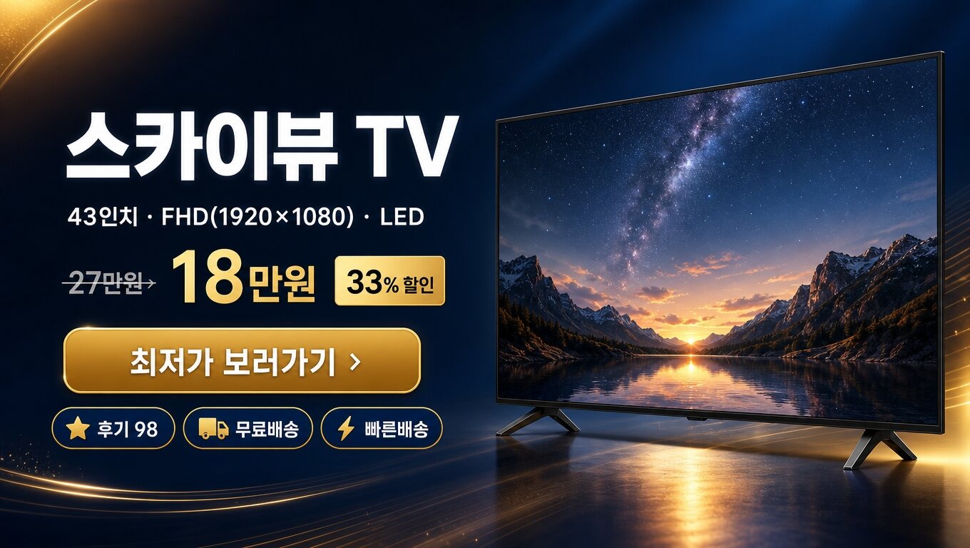 스카이뷰 43인치 TV 최저가 보러가기 배너
