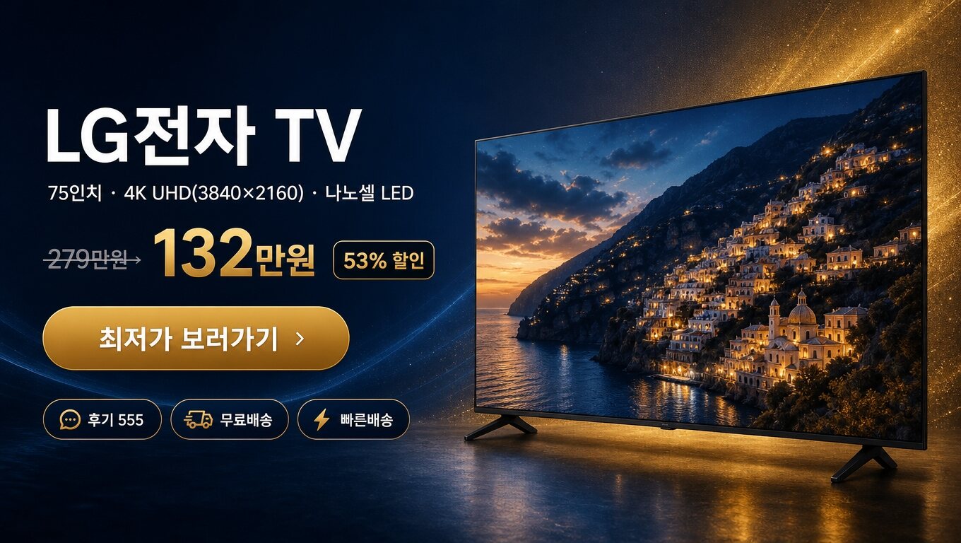 LG전자 75인치 TV 최저가 보러가기 배너