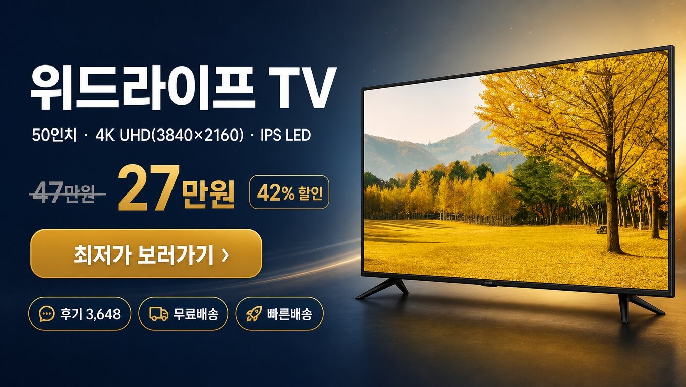 위드라이프 50인치 TV 최저가 보러가기 배너