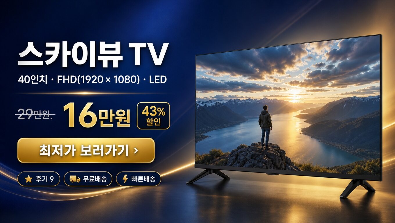 스카이뷰 40인치 TV 최저가 보러가기 배너