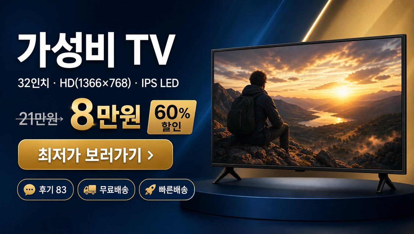 가성비 32인치 TV 최저가 보러가기 배너