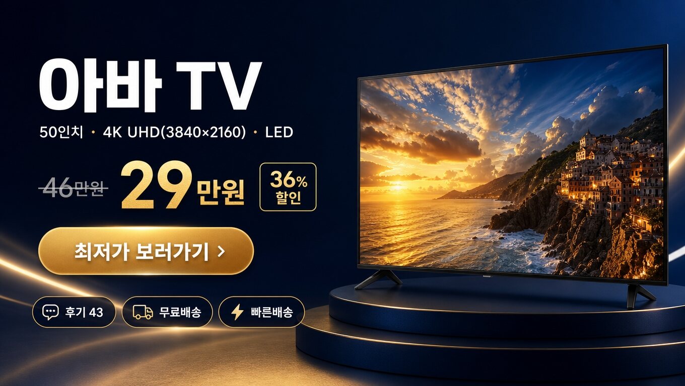 아바 50인치 TV 최저가 보러가기 배너