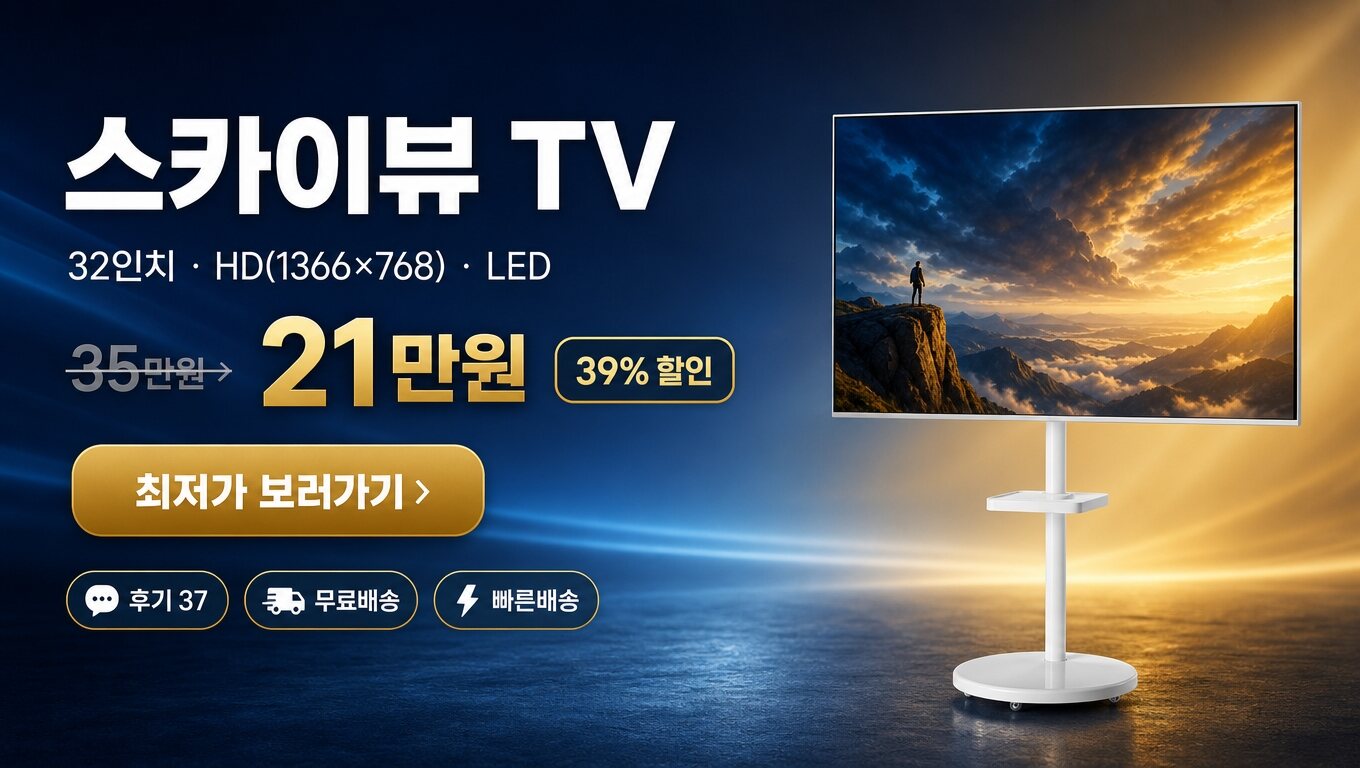 스카이뷰 32인치 TV 최저가 보러가기 배너