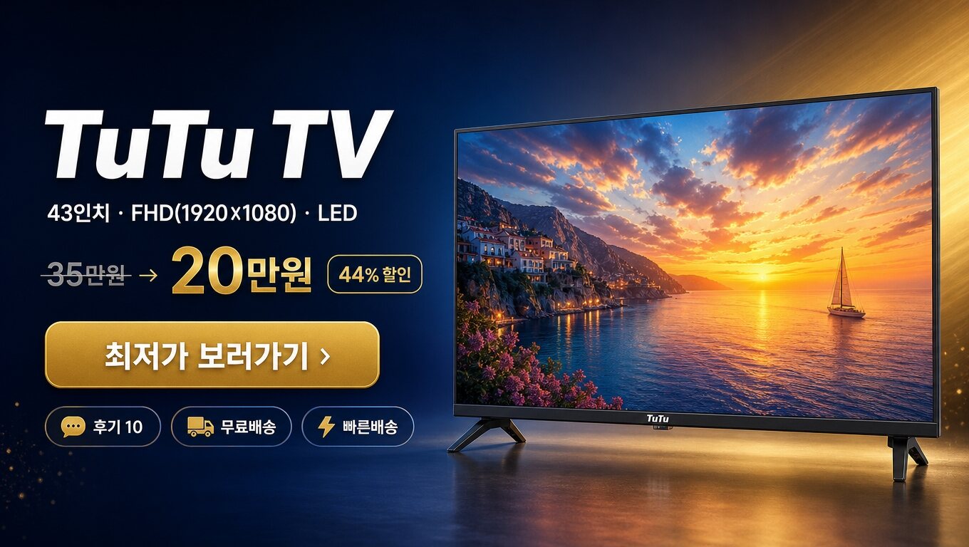 TuTu 43인치 TV 최저가 보러가기 배너
