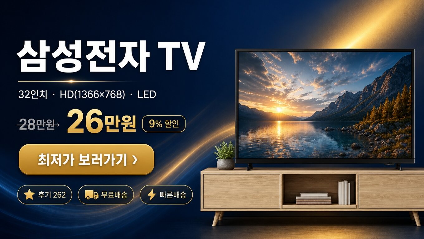 삼성전자 32인치 TV 최저가 보러가기 배너