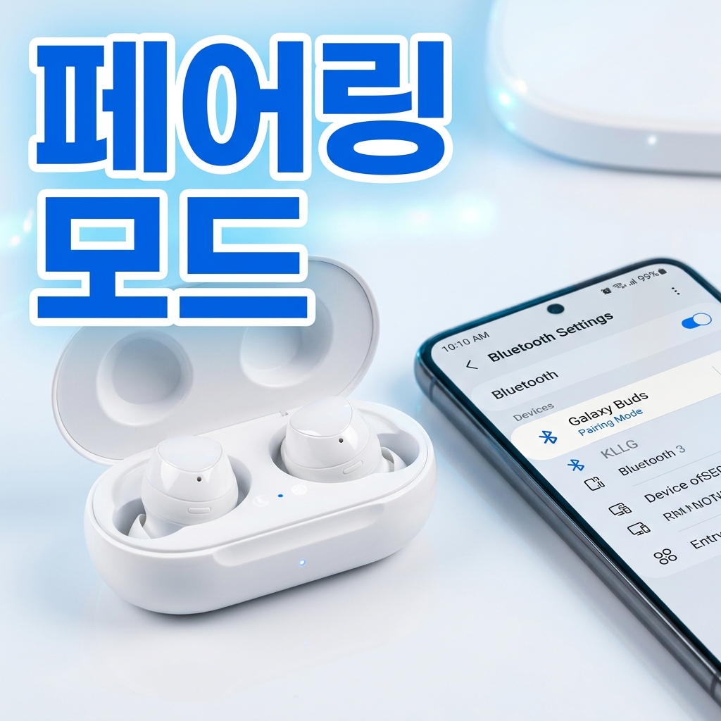노트북 옆에 놓인 블루투스 이어폰과 무선 키보드