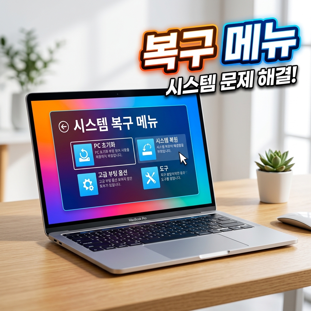 윈도우 복구 환경의 시작 복구, 시스템 복원, 명령 프롬프트 등 고급 옵션이 나열된 문제 해결 화면