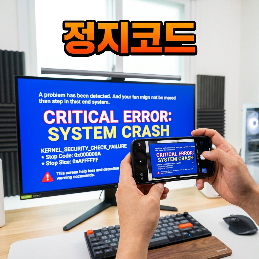 윈도우 11 블루스크린 화면 하단에 STOP 코드와 실패한 드라이버 파일 이름이 표시된 모습