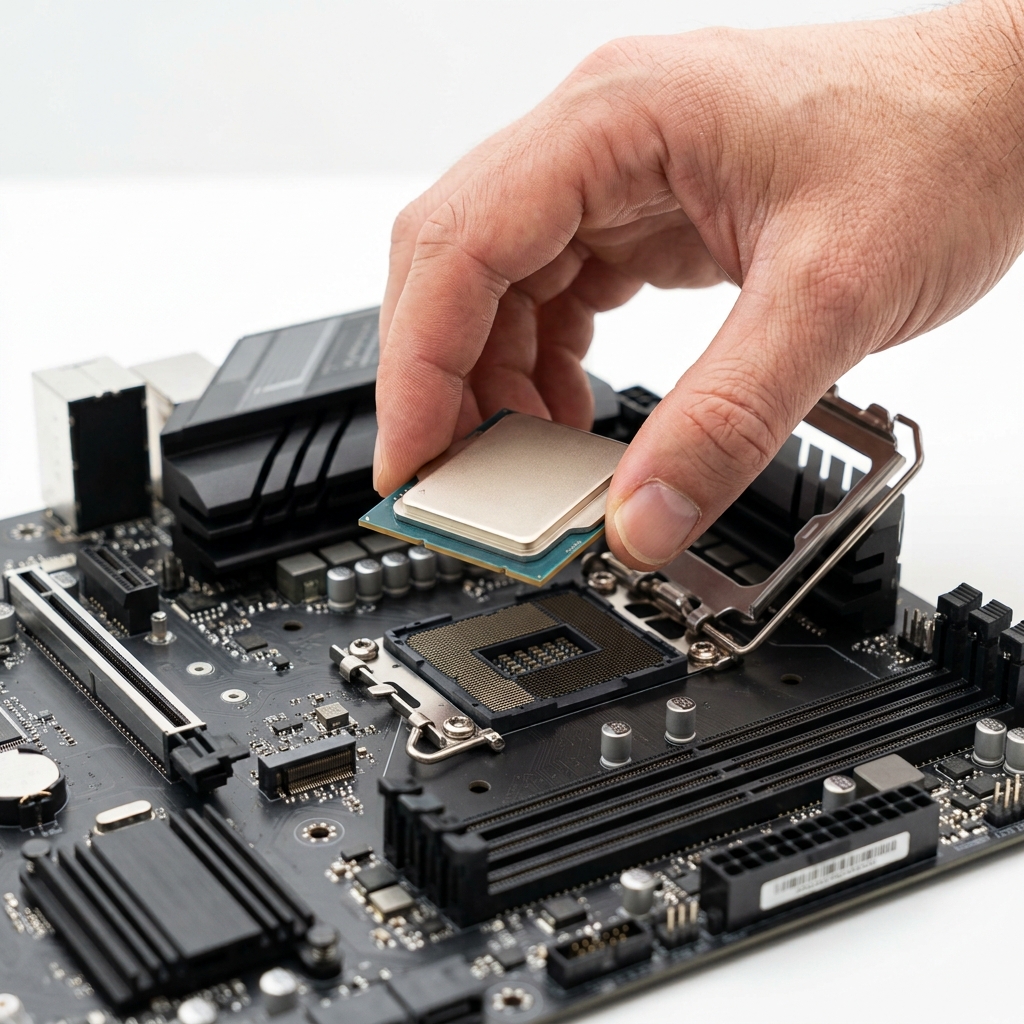 메인보드에 장착된 DDR5 메모리와 NVMe SSD