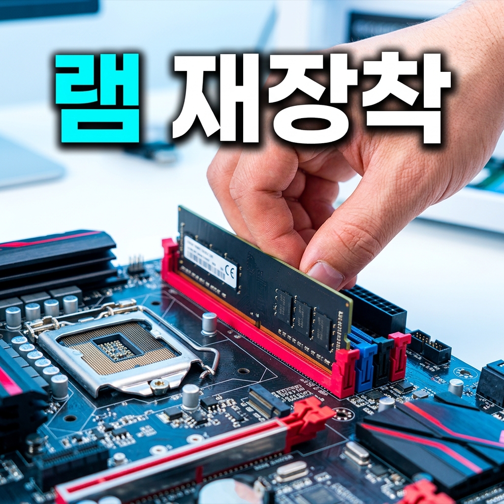 메인보드 슬롯에서 램 모듈을 분리했다가 다시 장착하는 재장착 과정