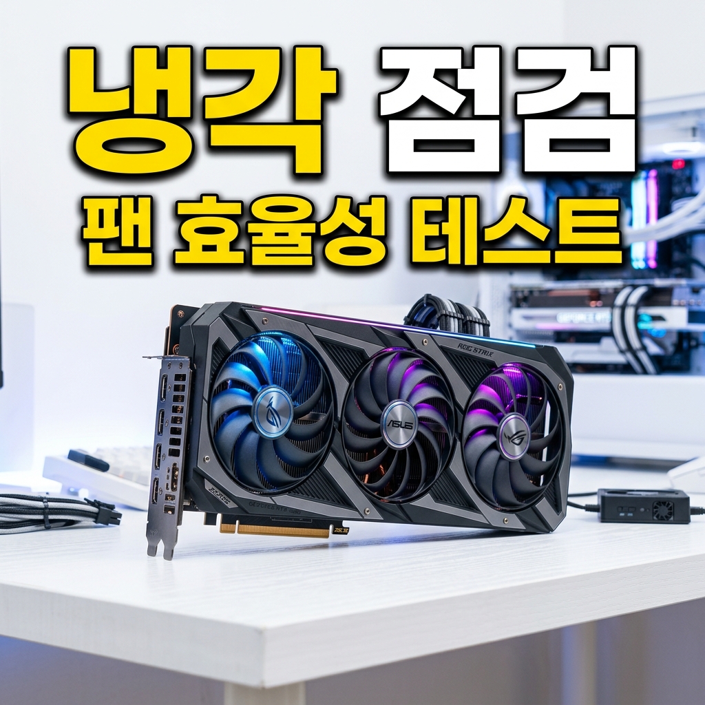 PC 케이스 내부의 쿨러와 팬 먼지를 청소하며 냉각 상태를 점검하는 모습
