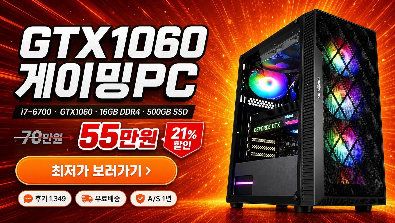 i7 갓성비 초고속 SSD GTX1060 리뉴올PC i7-6700 최저가 보러가기 배너