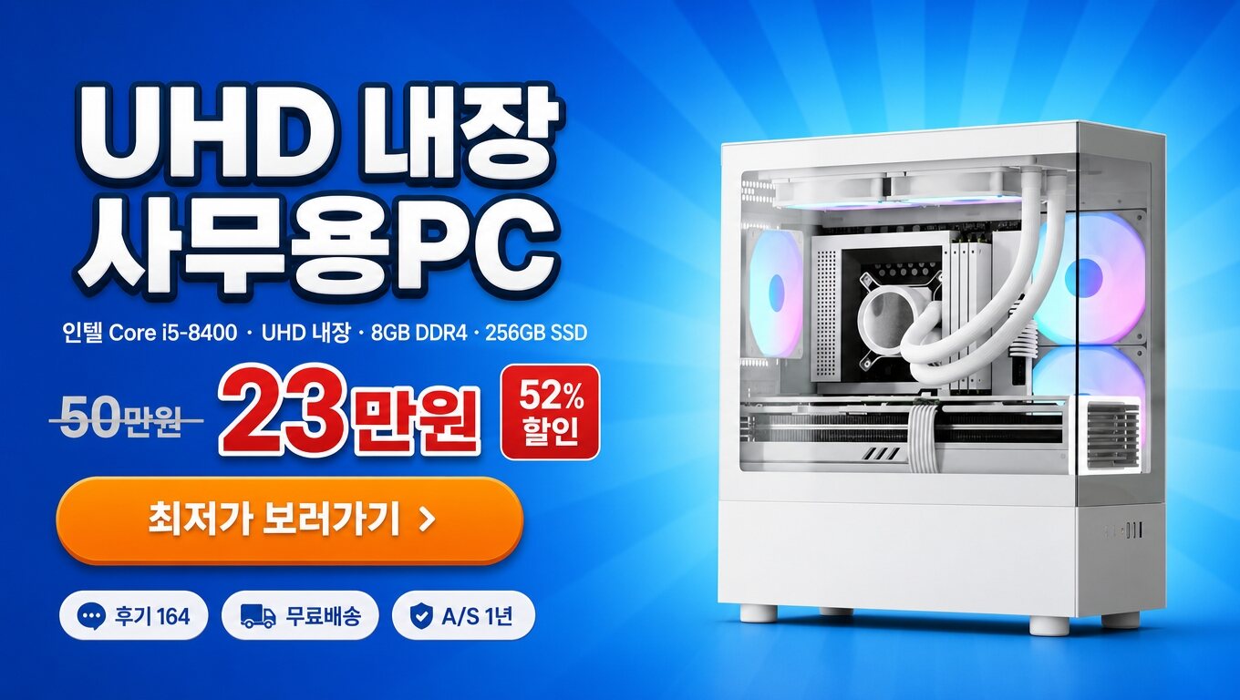 컴퓨터 조립 풀세트 우쓰 0번 사무용 (2번) 최저가 보러가기 배너