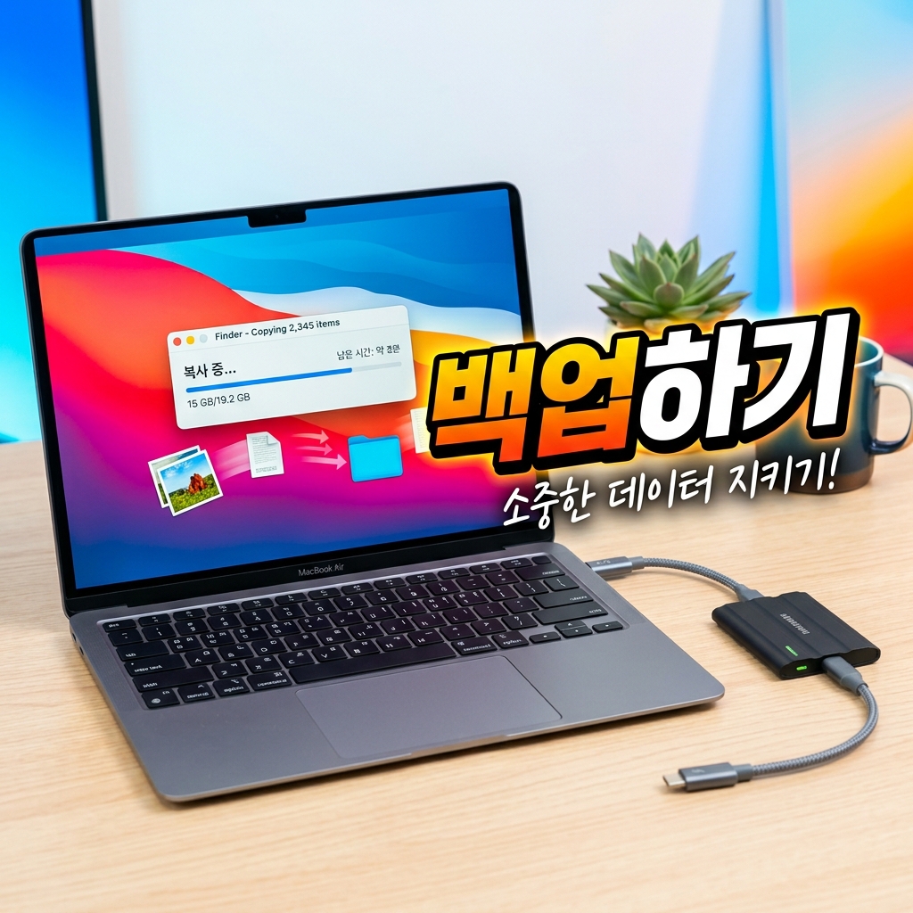 윈도우 파일 히스토리 백업 설정 화면과 드라이브 선택 항목