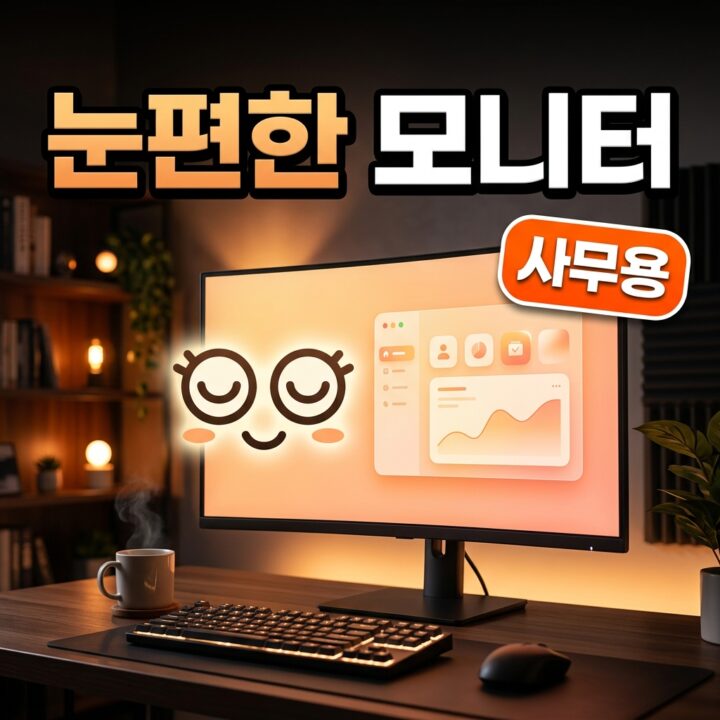 눈 편한 사무용 모니터 고르는 기준: 플리커프리·저블루라이트·밝기·해상도·크기