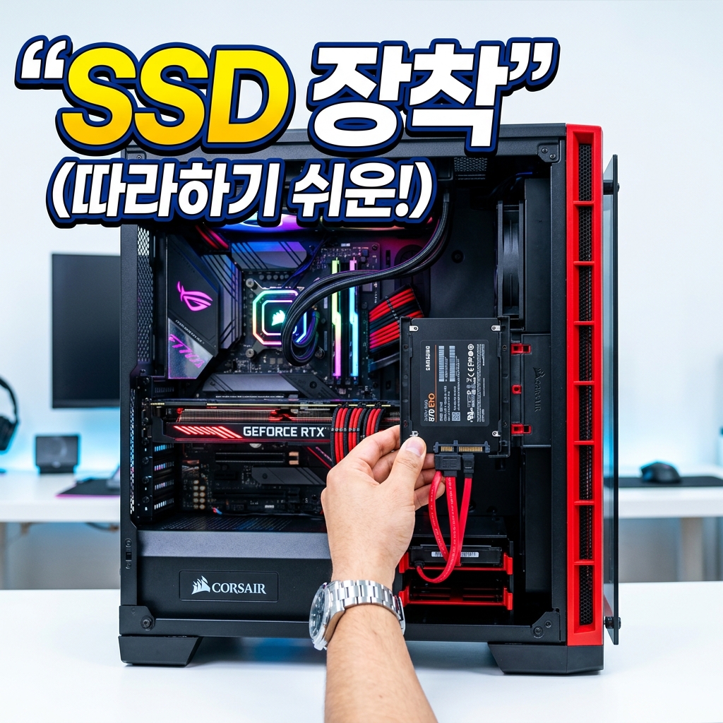 노트북에서 기존 하드디스크를 분리하고 새 SSD를 장착하는 모습