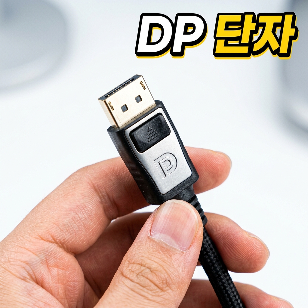 그래픽카드에 DisplayPort와 HDMI 케이블이 연결된 모습
