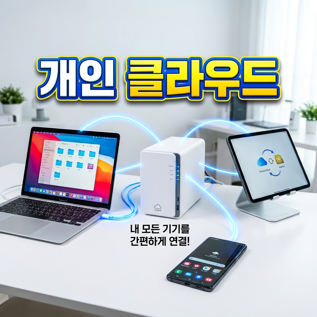 거실 TV와 스마트폰에서 NAS 미디어 서버의 영화 목록을 재생하는 모습
