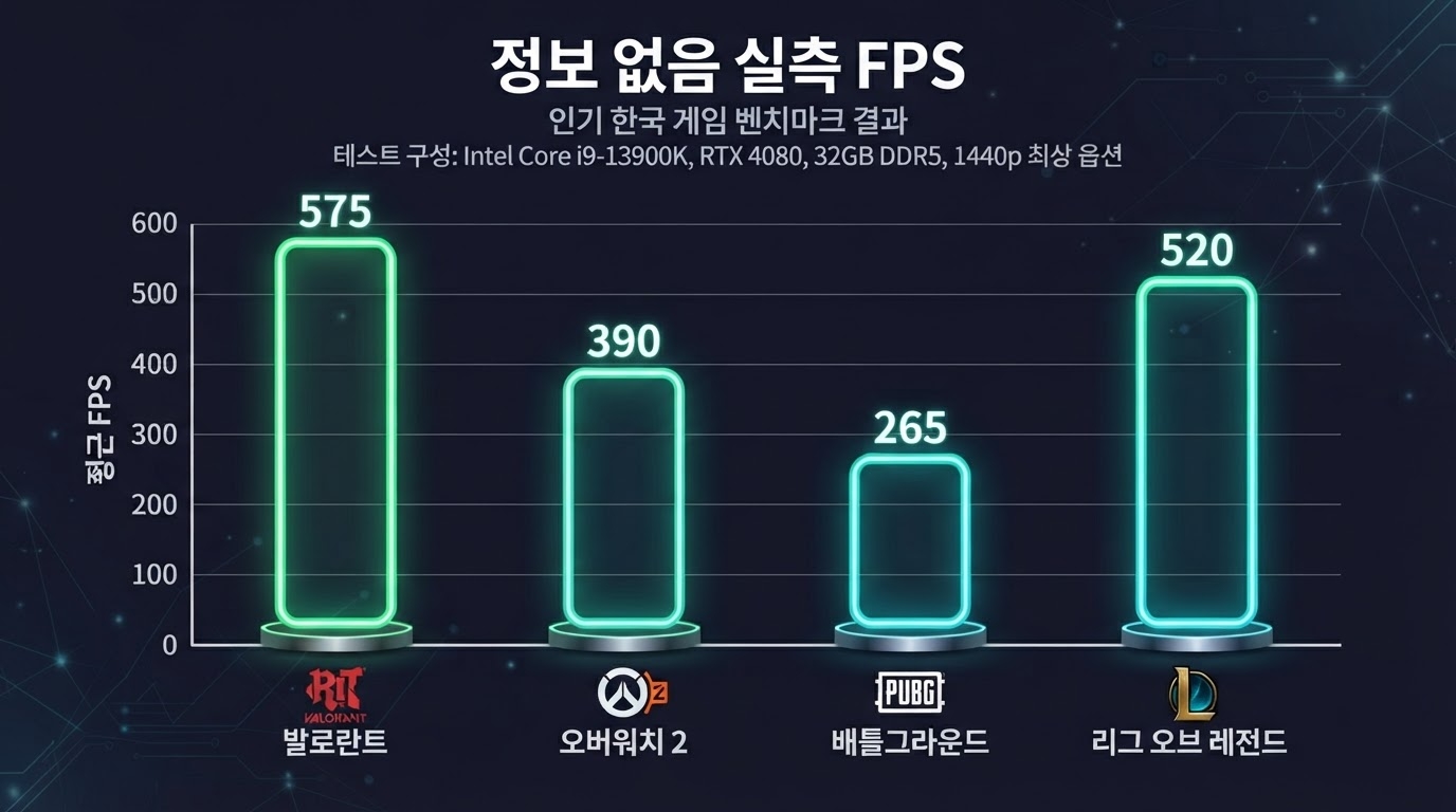 정보 없음 게임별 실측 FPS 차트 — FHD 기준