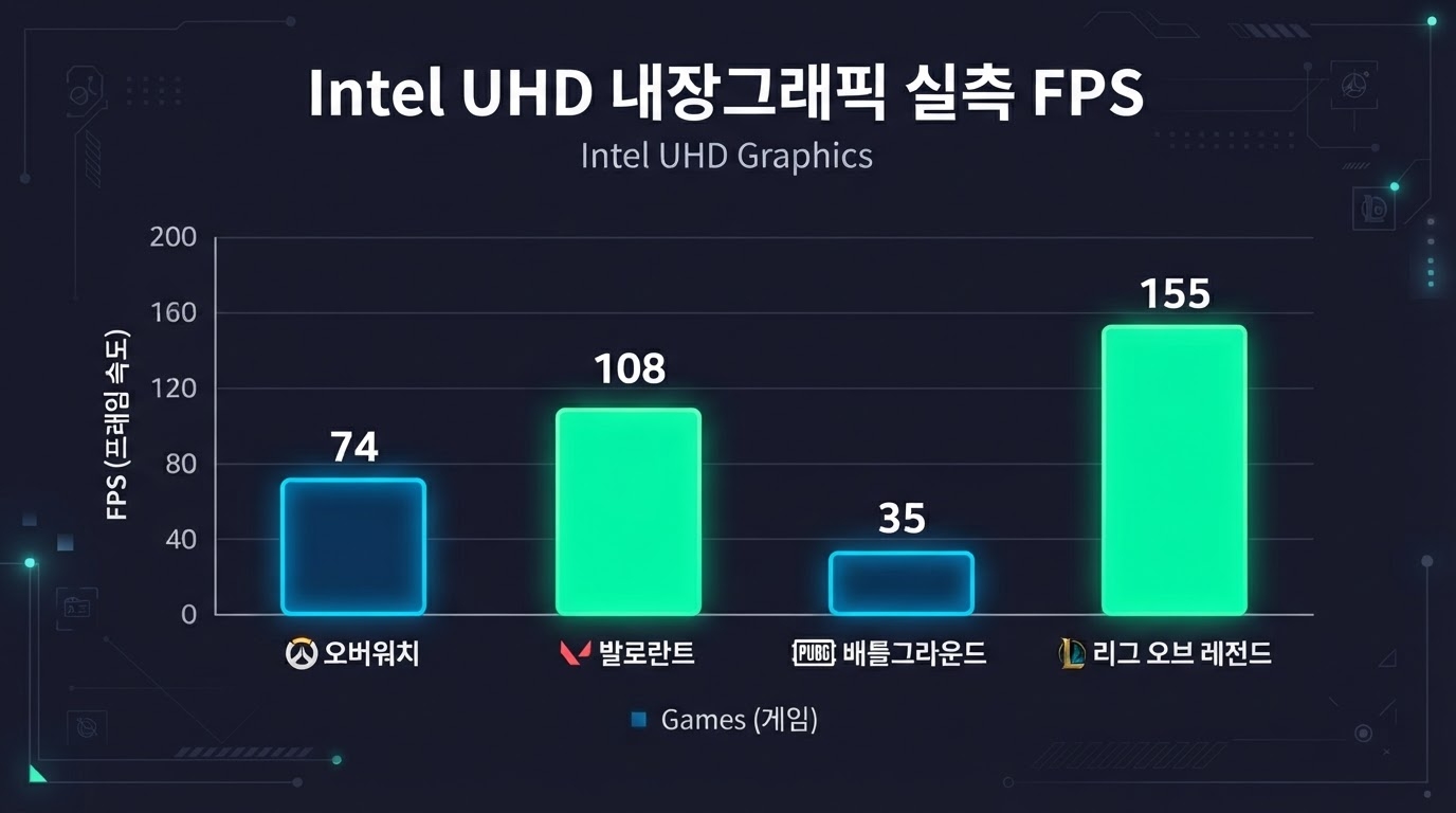Intel UHD 내장그래픽 게임별 실측 FPS 차트 — FHD 기준