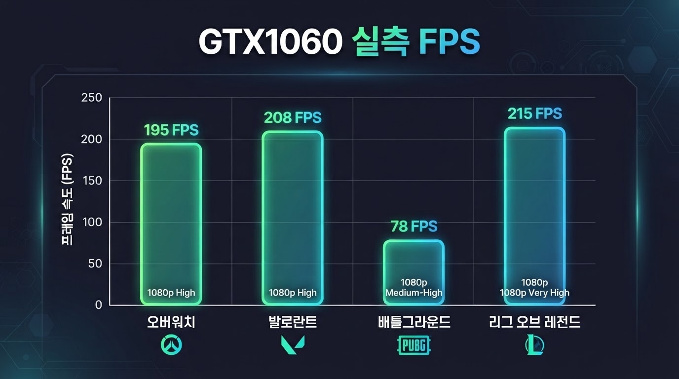 GTX1060 게임별 실측 FPS 차트 — FHD 기준