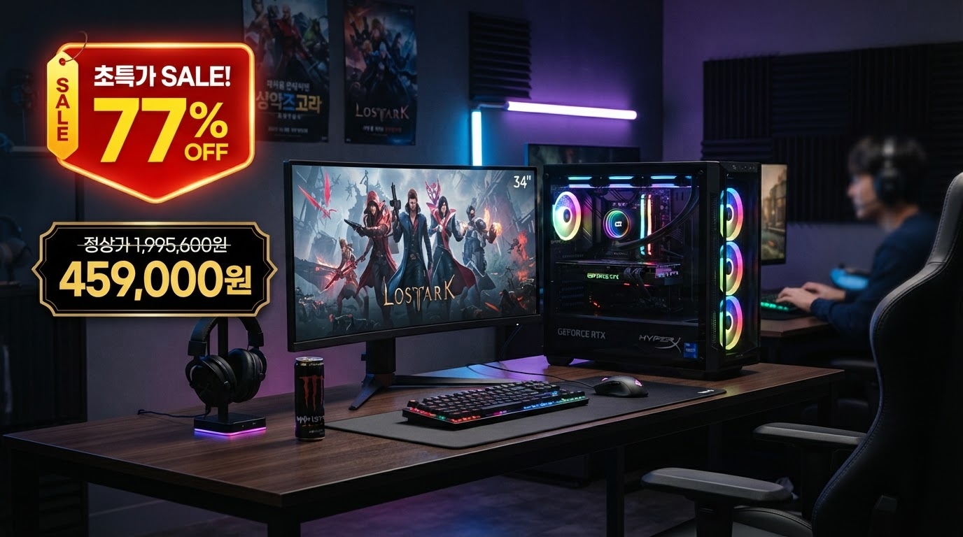 바른컴퓨터 게이밍 풀세트 모니터포함 BAF-F12 가격 배너 — 459,000원 특가