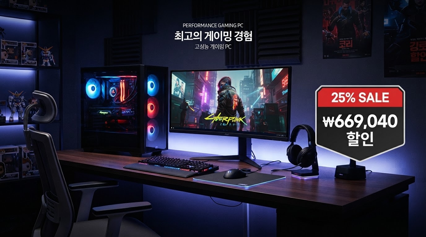 컴집 게이밍컴퓨터 GTA6 27번 R5-5500GT Vega7 가격 배너 — 669,040원 특가