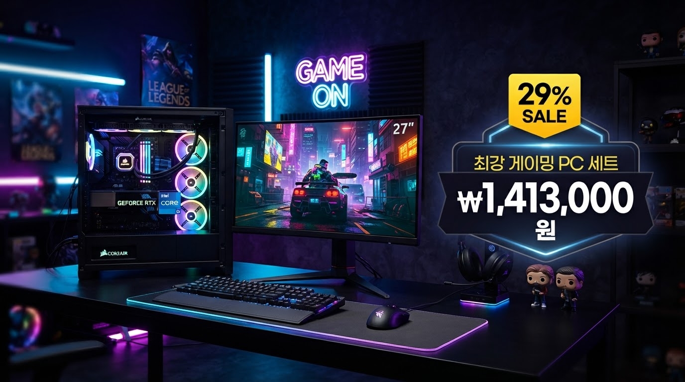 컴집 게이밍컴퓨터 GTA6 배틀그라운드 RTX 5060 R5-5 가격 배너 — 1,413,000원 특가
