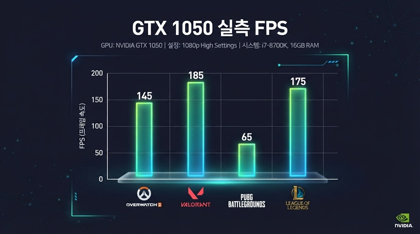 GTX1050 게임별 실측 FPS 차트 — FHD 기준