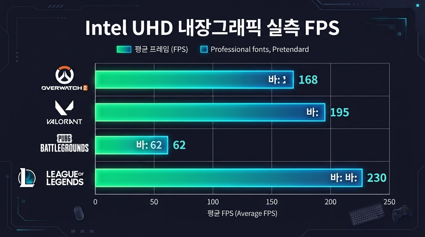 Intel UHD 내장그래픽 게임별 실측 FPS 차트 — FHD 기준