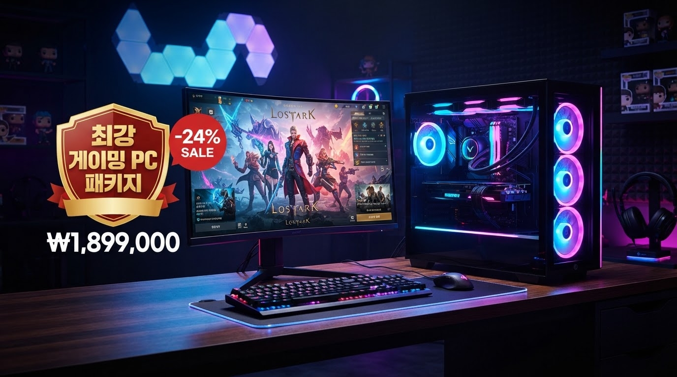 피씨오브플레이어 게이밍 조립컴퓨터 올인원 풀세트 RTX 5060 가격 배너 — 1,899,000원 특가