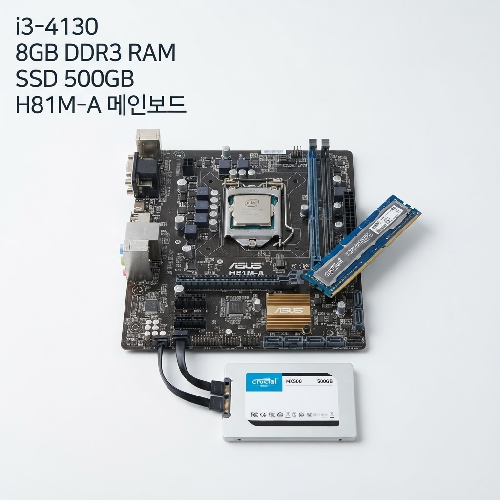컴퓨터본체 인텔 i3-4130 램8G SSD120G 윈도우11 구성품 상세 컷