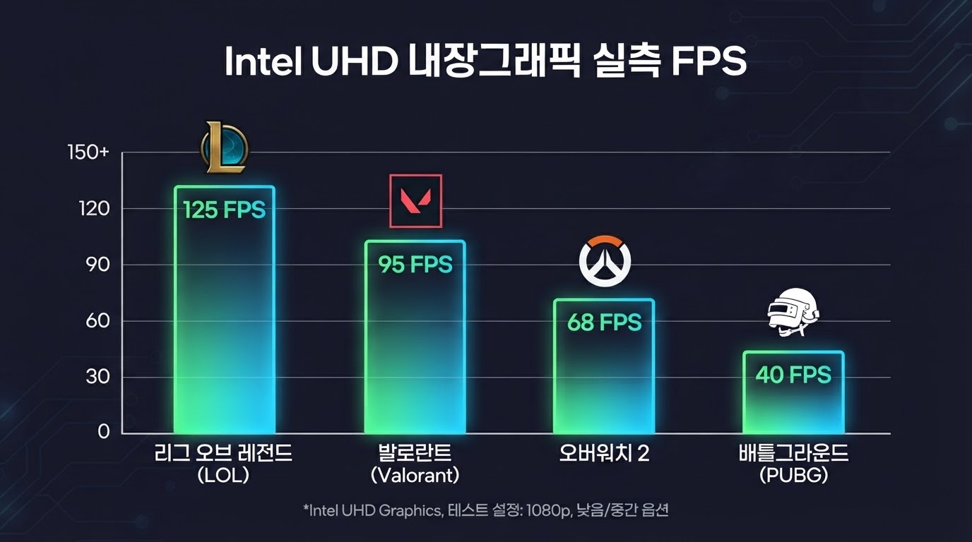 Intel UHD 내장그래픽 게임별 실측 FPS 차트 — FHD 기준