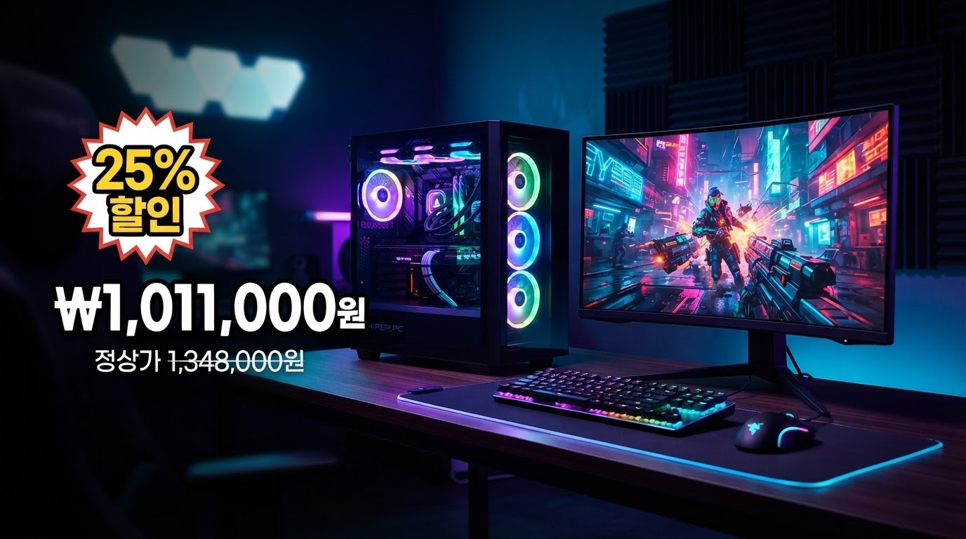 [왕가PC] 게이밍 데스크탑 라이젠5 5600 RTX 3050  가격 배너 — 1,011,000원 특가