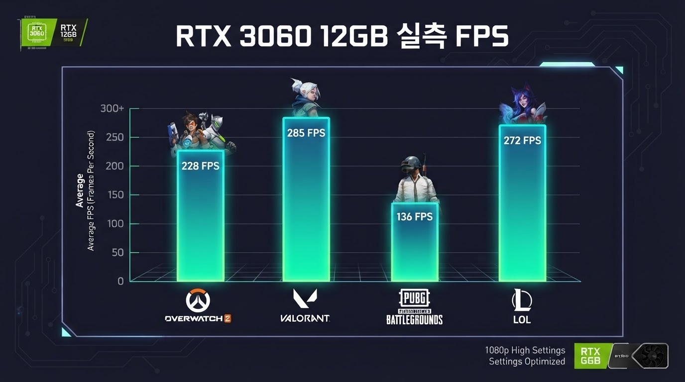 RTX 3060 12GB 게임별 실측 FPS 차트 — FHD 기준