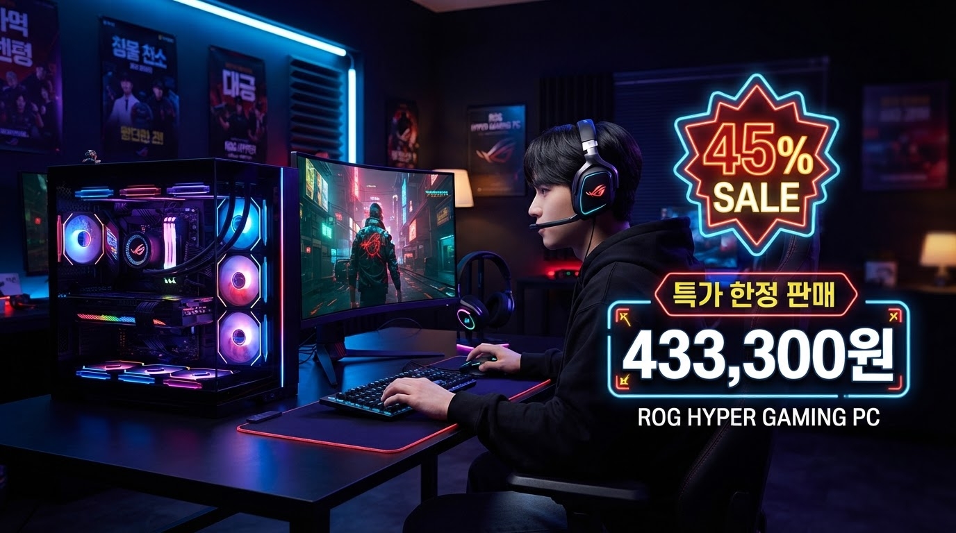 고사양 i7 갓성비 초고속 SSD GTX1060 게이밍PC 가격 배너 — 433,300원 특가