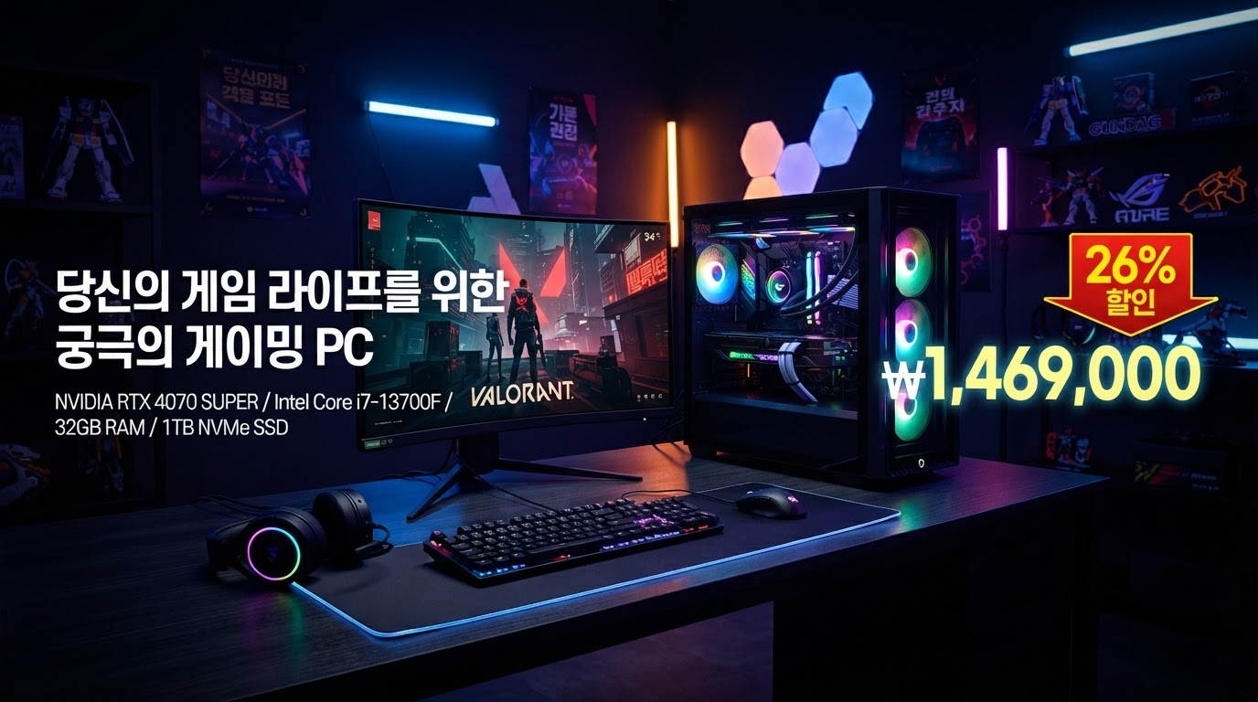 피씨오브플레이어 게이밍 풀세트 모니터포함 풀세트06번 가격 배너 — 1,469,000원 특가